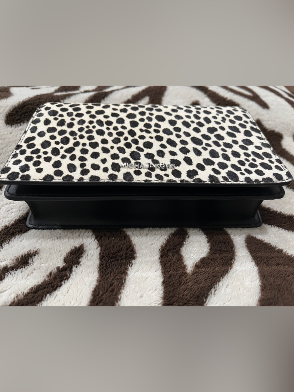 NEW!! Michael Kors Animal Print Jet Set Small Calf Hair Flap Chain Crossbody - Picture 6 of 14